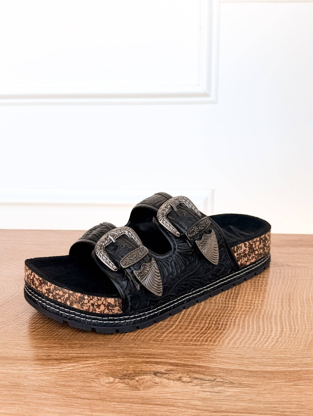 NEW Naughty Monkey - Morgana Birkenstock Style  Western Sandal in Black